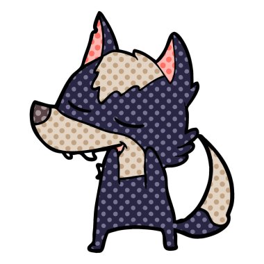 vektör çizim karikatür kurt gülen