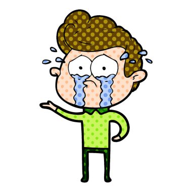 adam ağlıyor çizgi film vektör çizim