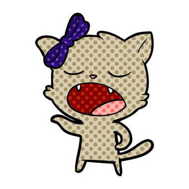 vektör çizim karikatür esneme kedi