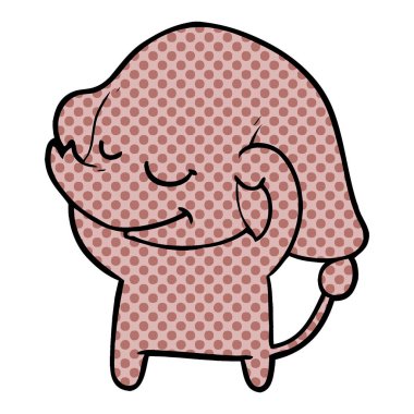 vektör çizim karikatür fil gülümseyen