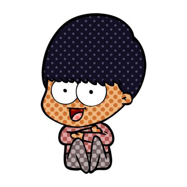 mutlu çizgi film çocuk vektör çizim