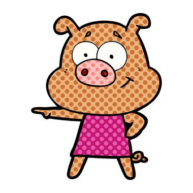 mutlu karikatür domuz vektör çizim