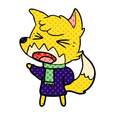 kızgın çizgi film fox vektör çizim