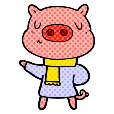 çizgi film içerik domuz kış kıyafetleri içinde