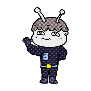 Dostu karikatür spaceman vektör çizim