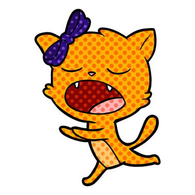 vektör çizim karikatür esneme kedi