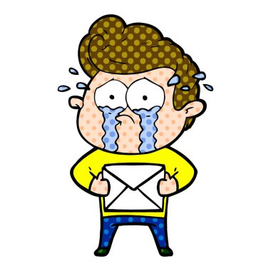 adam ağlıyor çizgi film vektör çizim