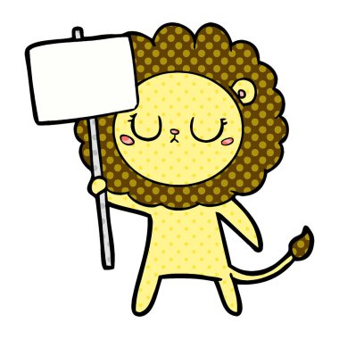 çizgi film aslan protesto işareti ile