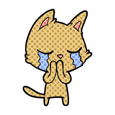 vektör çizim karikatür kedi ağlama