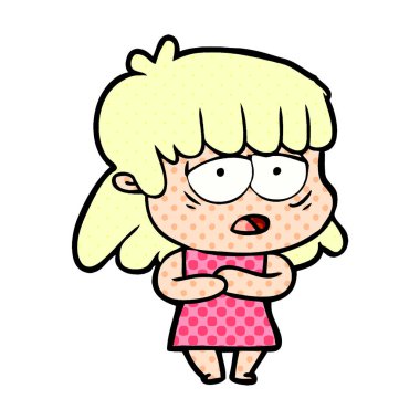 vektör çizim karikatür yorgun kadın