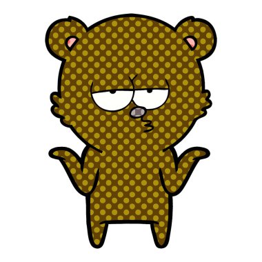 karikatür sıkılmış ayı shrugging