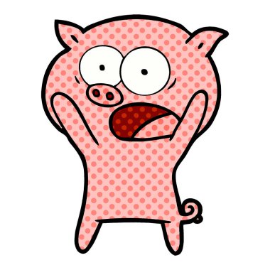 vektör çizim karikatür domuz bağırarak