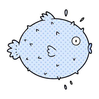 vektör çizim karikatür kirpi balığı