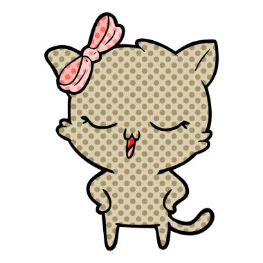 kafa yay ve kalça elleri ile karikatür kedi