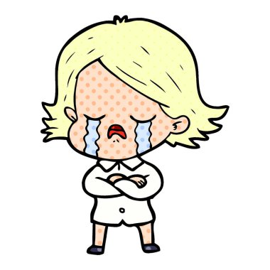 vektör çizim karikatür kız ağlıyor