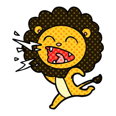 vektör çizim karikatür aslan çalıştıran