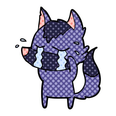 vektör çizim karikatür ağlayan kurt