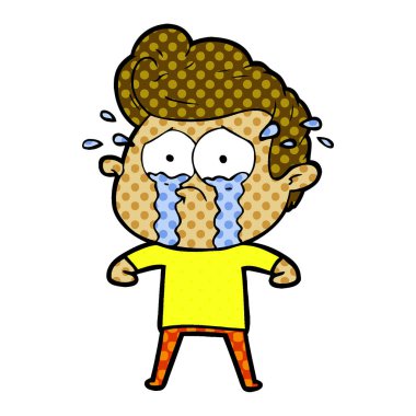 adam ağlıyor çizgi film vektör çizim