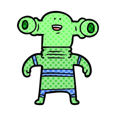 Dostu karikatür uzaylı vektör çizim