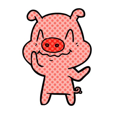 gergin çizgi film domuz vektör çizim