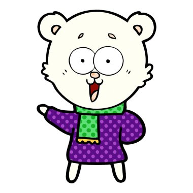 Ayıcık çizgi film kış giysileri içinde gülüyor