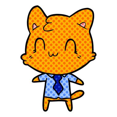 vektör çizim karikatür mutlu kedi