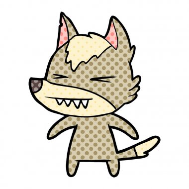 vektör çizim öfkeli wolf çizgi film