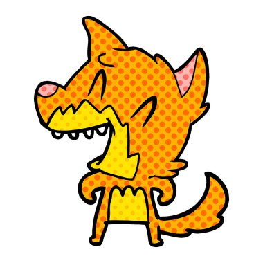 Tilki çizgi film gülen vektör çizim