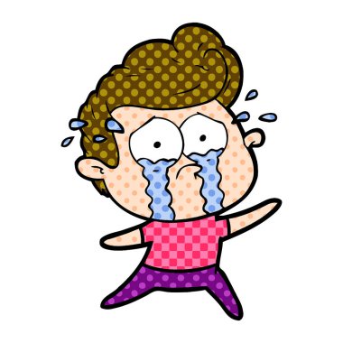 adam ağlıyor çizgi film vektör çizim