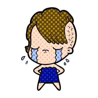 Ağlayan kızın vektör çizimi