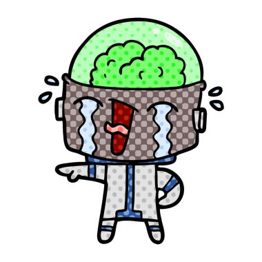 vektör çizim robot ağlıyor çizgi film