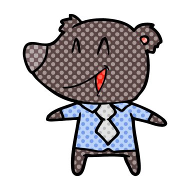 karikatür ayı gömlek ve kravat