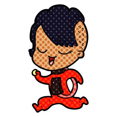 mutlu çizgi film kız vektör çizim