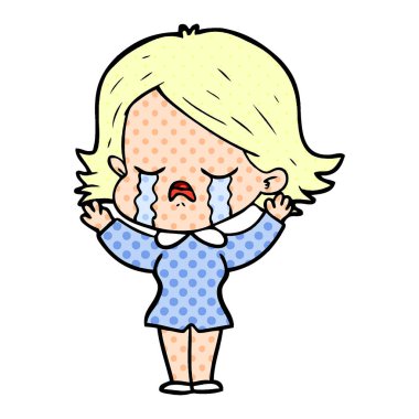 vektör çizim karikatür kız ağlıyor