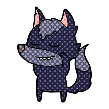 vektör çizim dostu karikatür kurt