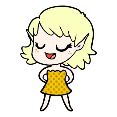 mutlu karikatür elf kızı