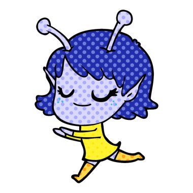 gülümseyen uzaylı kız çizgi film