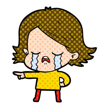 vektör çizim karikatür kız ağlıyor