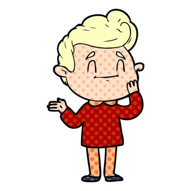 mutlu çizgi film adam vektör çizim