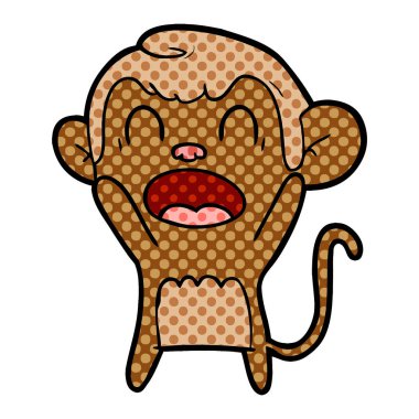 bağırarak karikatür maymun vektör çizim