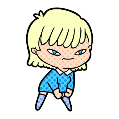 Çizgi filmdeki kadının vektör çizimi