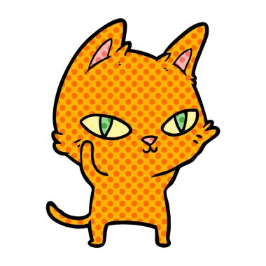 parlak gözleri ile karikatür kedi