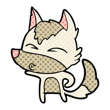 vektör çizim karikatür kurt ıslık