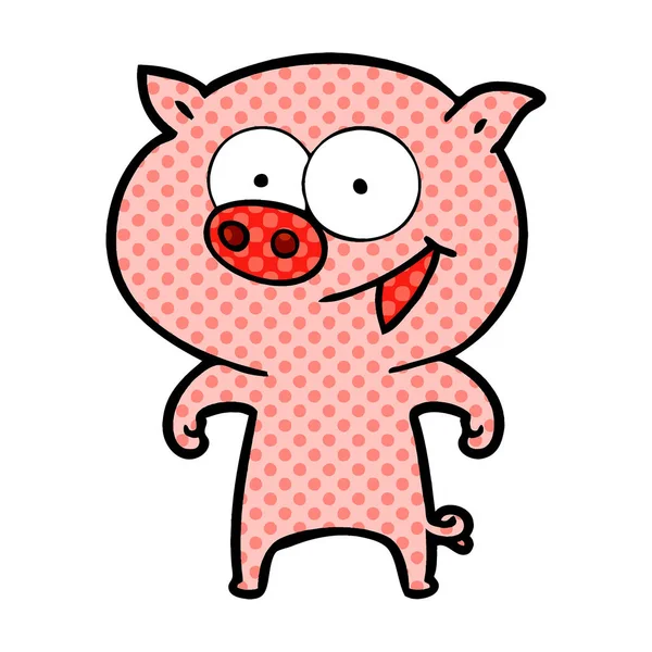 Illustration Vectorielle Dessin Animé Cochon Joyeux — Image vectorielle