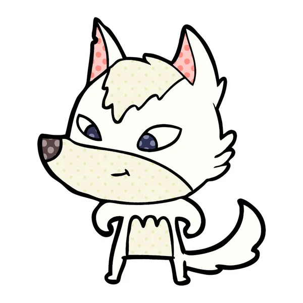優しい漫画オオカミのベクトル イラスト — ストックベクタ