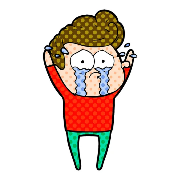 Vector Ilustración Dibujos Animados Llorando Hombre — Vector de stock