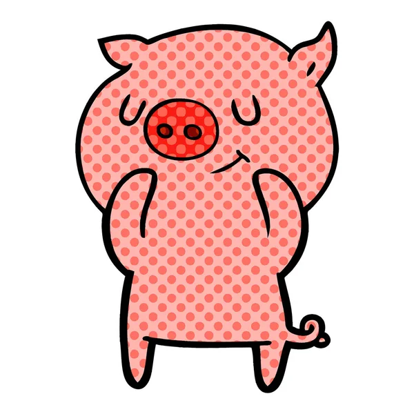 Illustration Vectorielle Cochon Heureux Dessin Animé — Image vectorielle