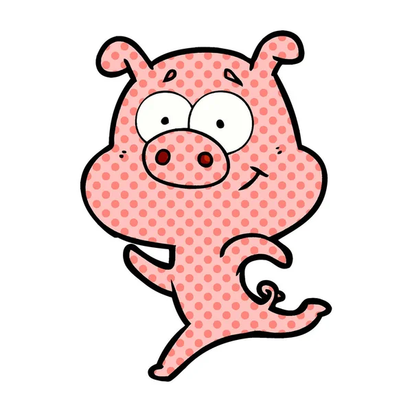 Vector Illustration Happy Cartoon Pig — Stock Vector