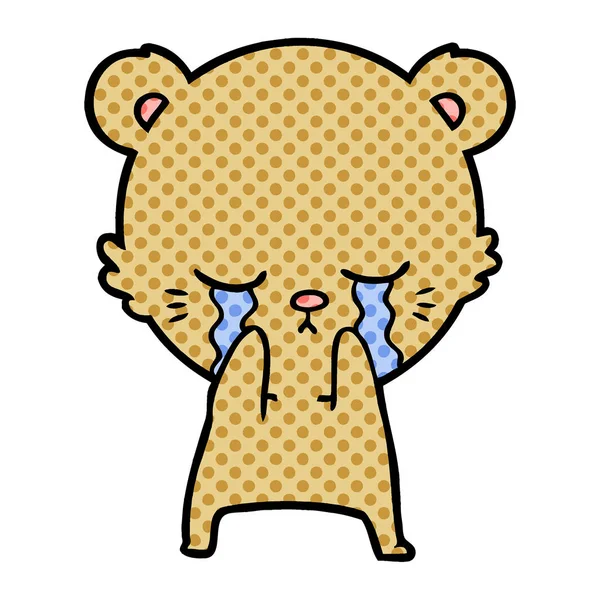 Vector Illustration Crying Cartoon Bear — Stock Vector