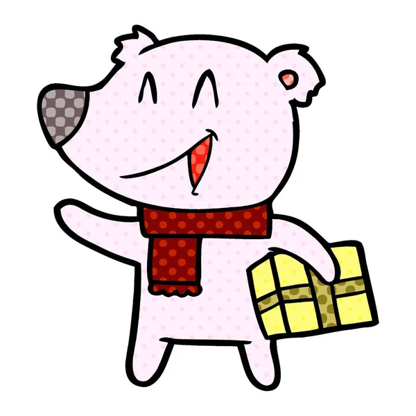 Rir Natal Urso Desenhos Animados — Vetor de Stock